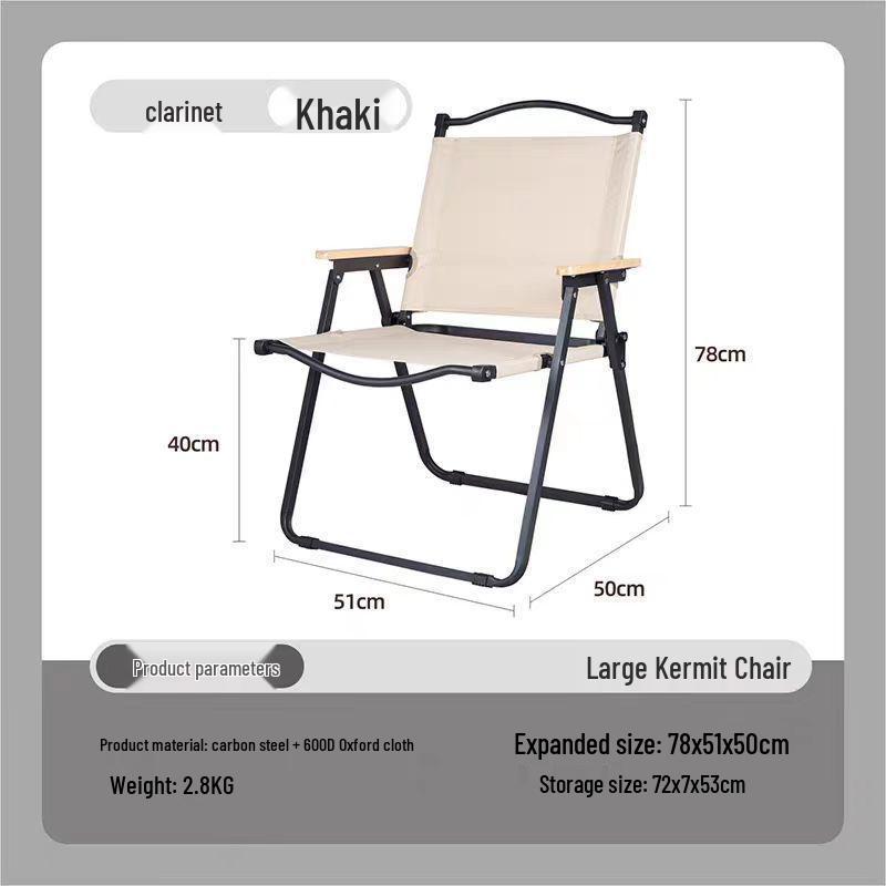 Přenosné skládací venkovní křeslo s opěrkou pro kempování, piknik, grilování, rybaření a kreslení