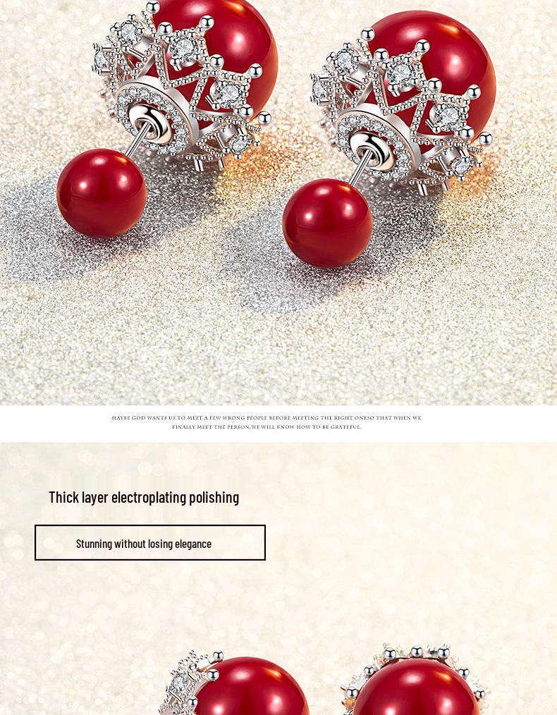 Roztomilé oboustranné náušnice s perlovou krajkou - Valentýnský a vánoční dárek pro ženy