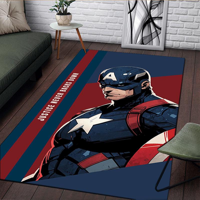 1pc Captain America Pattern Area Rug Soft Flannel Floor Mat for Living Room,Office,Bedroom and Carpet,Sofa Coffee Table Floor Mat