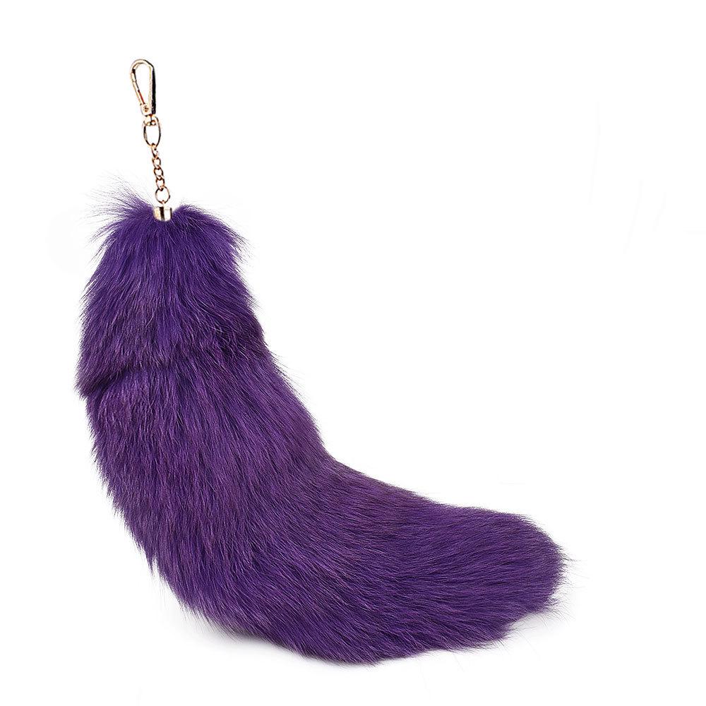 Silver Blue Fox Fur XL Pendant: Real Fur Women's Bag Charm & Car Keychain
