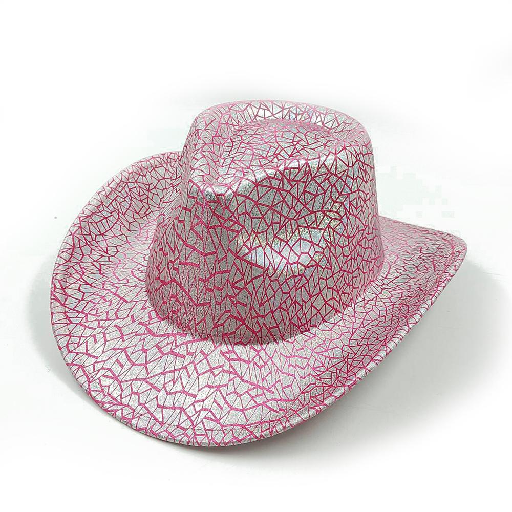 Color Blocks Laser Cowboy hat Western cowboy men and women retro party stage party Cowboy hat outdoor knight hat Wholesale