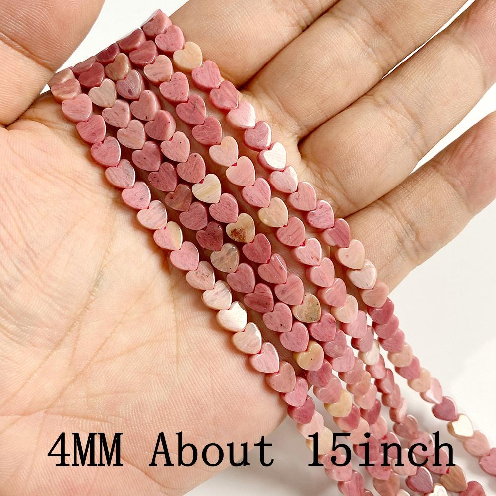 Natural Rose Pink Rhodochrosite Loose Round Heart Flat Chips Beads for Jewelry Making Bracelets Necklace DIY Accessories