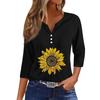Women's T Shirt Tee Print Button  3/4 SleeveDaily Weekend Fashion Basic V- Neck Regular Top