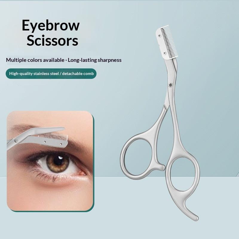Eyebrow Scissors For Men And Women Makeup Tools One Metal Texture With Comb Eyebrow Razor Beauty Scissors Stainless Steel