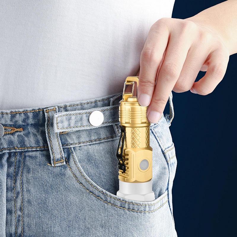 Handheld Flashlights Waterproof Handheld Flashlight Portable Camping Torch Adjustable Waterproof Flashlight with Hook For