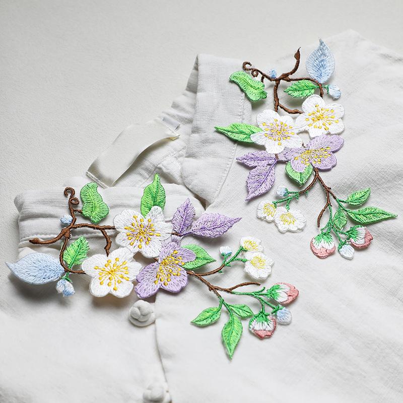 1Pcs Jacket Jeans Craft Accessories Flower Embroidery Patch Iron On Elegant Patches For Clothes Bags DIY Embroidered Stickers