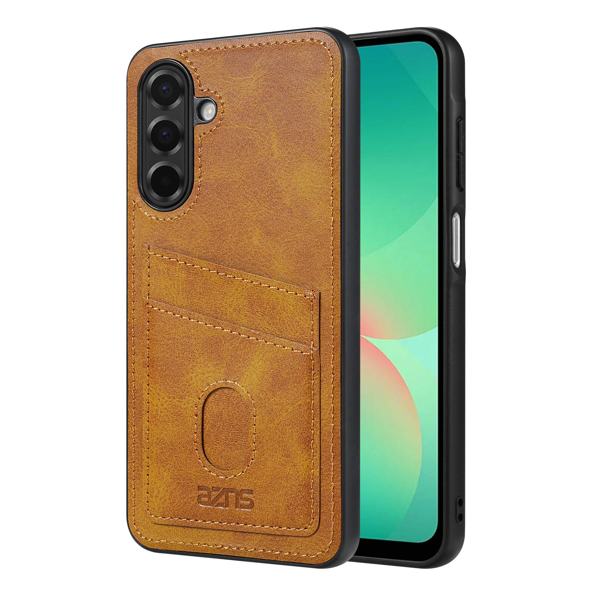 

AZNS K1 Series For Samsung Galaxy S25 FE Case Calf Texture Anti-Drop PU+TPU Phone Cover Brown