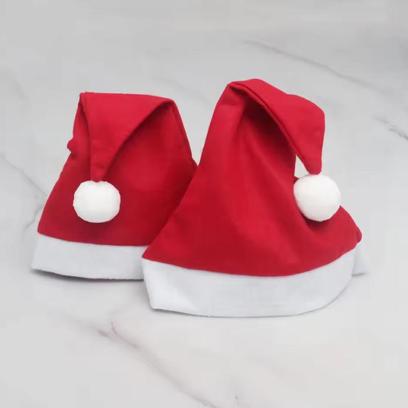 Red Santa Claus Xmas Beanies Cap S/L Size Available Non-woven Fabric Santa Claus Hat Christmas New Year Party DIY Decoration ZYF