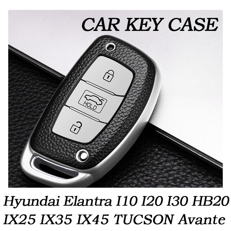 Skórzane TPU Pokrowiec na Inteligentny Kluczyk Samochodowy dla Hyundai Elantra I10 I20 I30 HB20 IX25 IX35 IX45 TUCSON Avante Etui na Kluczyk Uchwyt