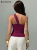 New Mesh Asymmetrical Cutout Vest Top for Women with Floral Decoration