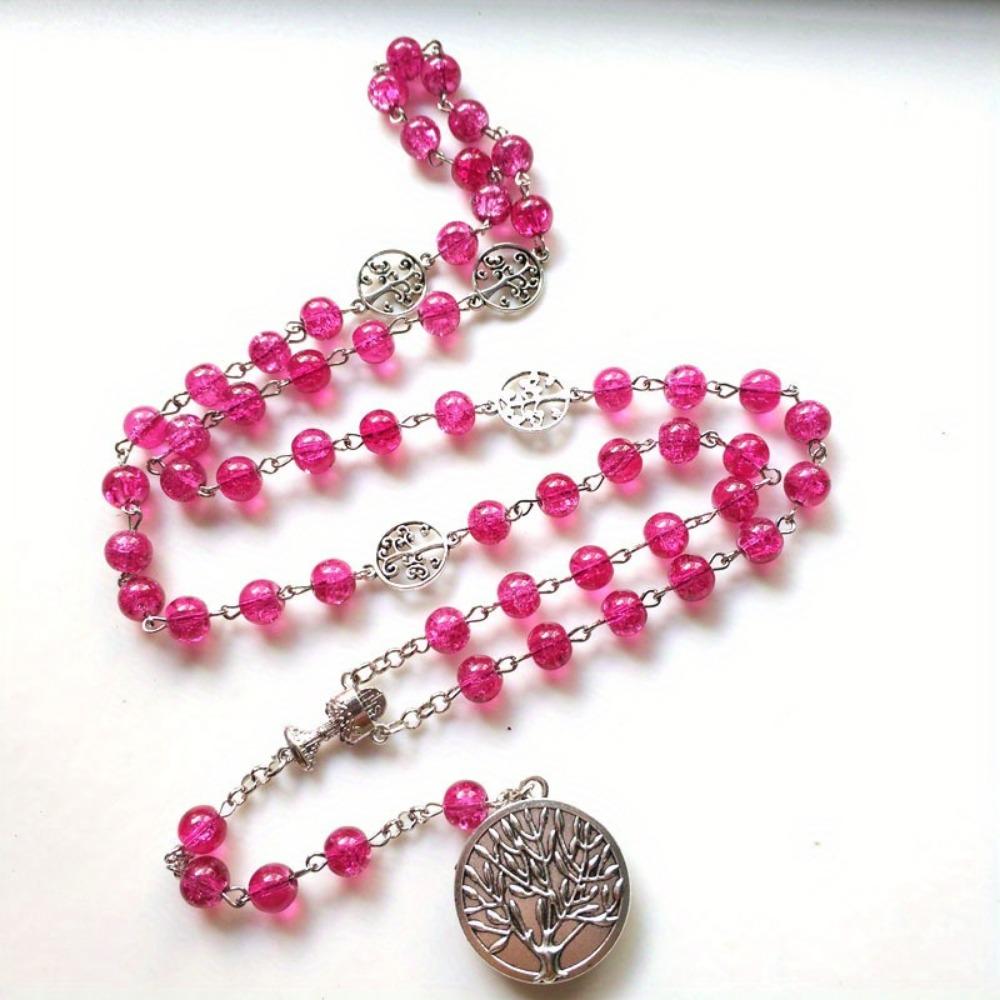 Vintage Jungfrau Anhänger Rosenkranz Halskette lange katholischen Kreuz religiöse beten Schmuck