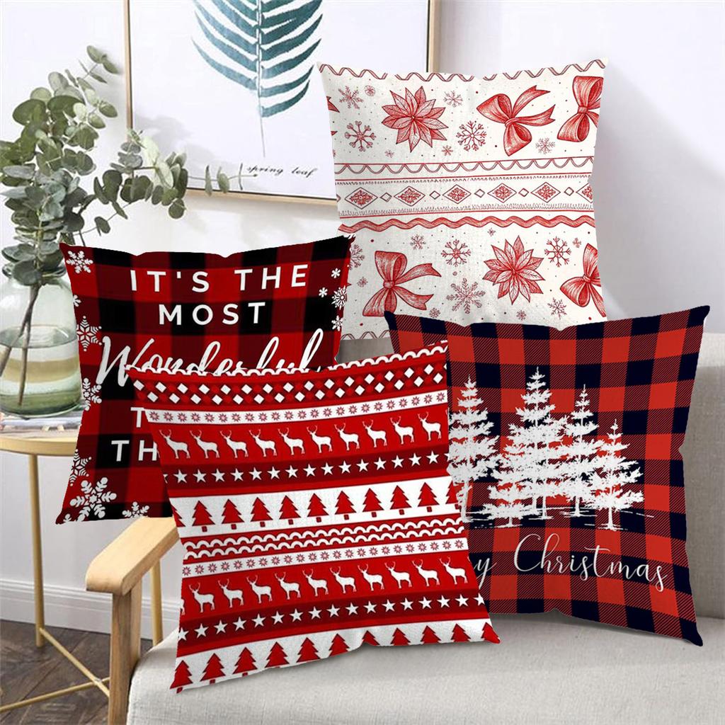 2D flat printing Christmas Pillows Wonderful Patterns Merry Style Polyester pillowcase sofa decorative cushion cover