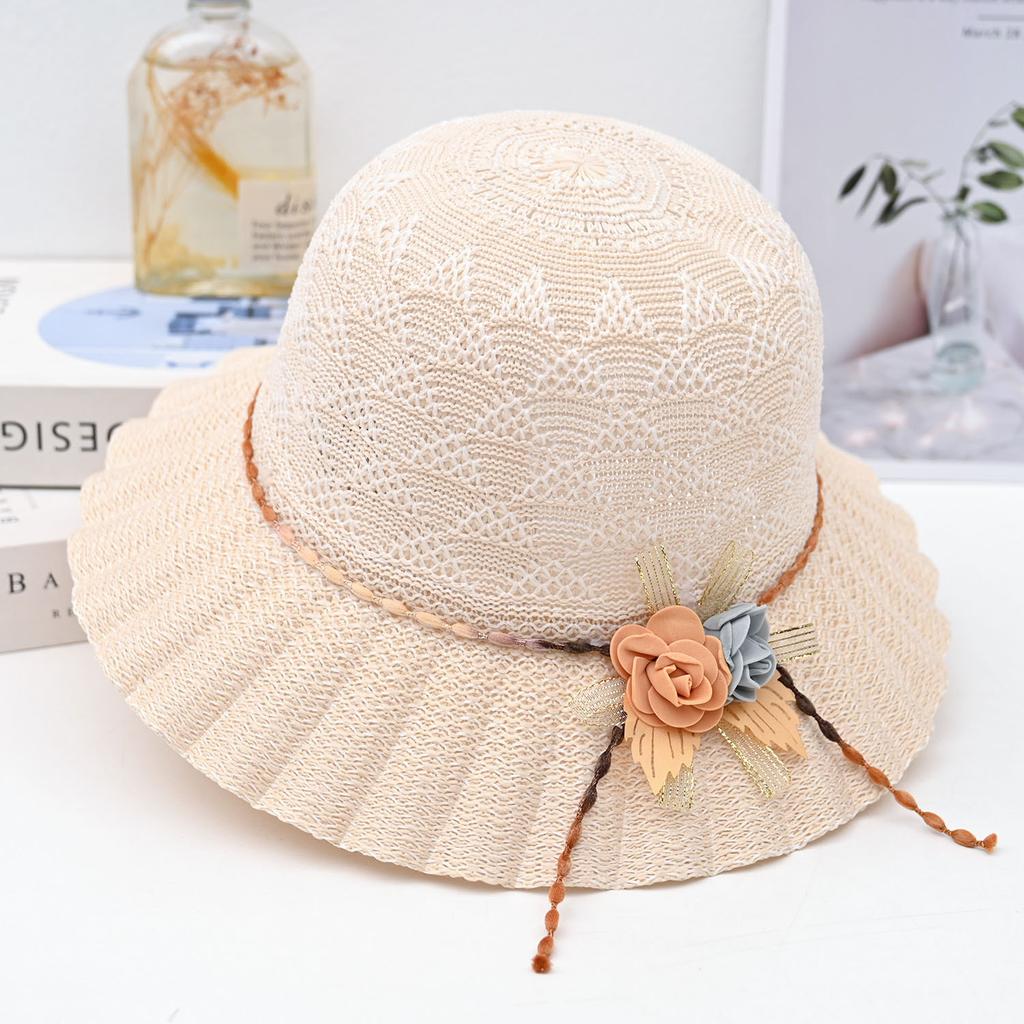 Summer new women's big edge straw hat bow breathable sunscreen sun hat outdoor UV protection sun hat