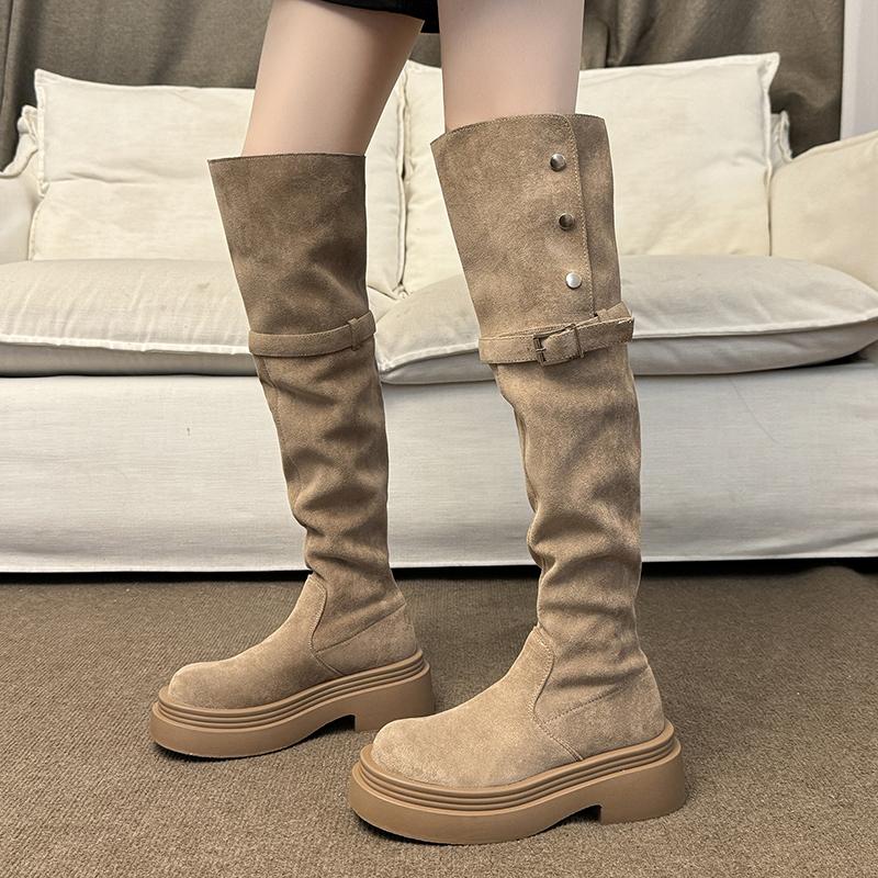 Fashion Women High Boots Flats New Fashion Party Shoes 2025 Winter Elegant Goth Retro Knee High Chelsea Boots Dress Brand Woman Botas