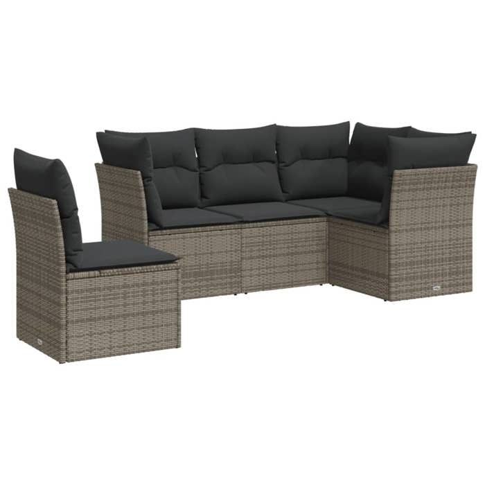 VidaXL Salon de Jardin avec Coussins 5 pcs, Canapés de Terrasse, Ensemble de Meubles de Patio, Mobilier d'Extérieur, Gris 3249479