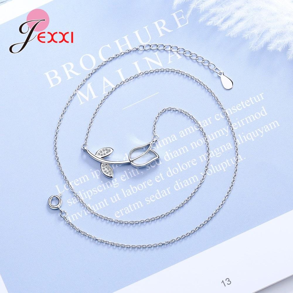 Beautiful Rose Shape Charm Necklace For Women Genuine 925 Sterling Silver Latest Collar Luxury Brand Fashion Jewelry New Mode