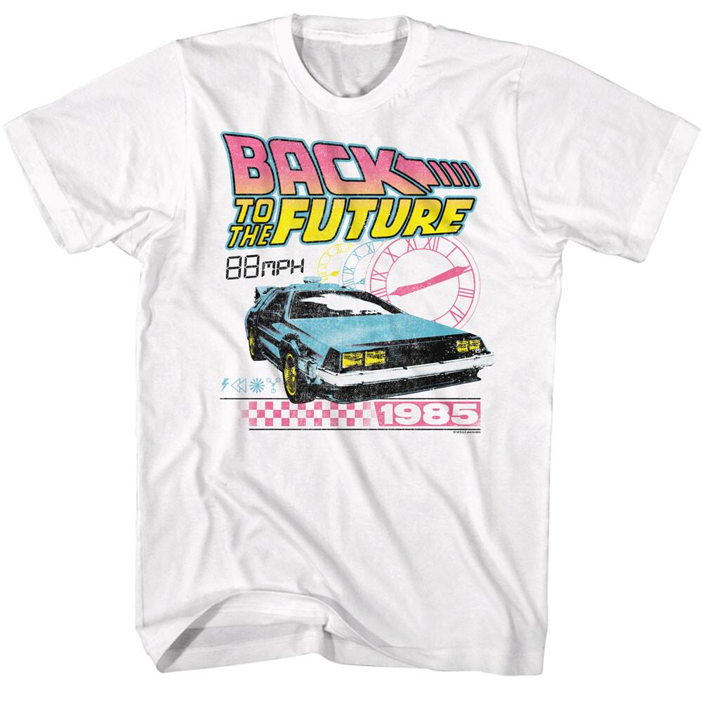 Back To The Future Movie 88MPH Checkered 1985 Clock Face Men T Shirt S