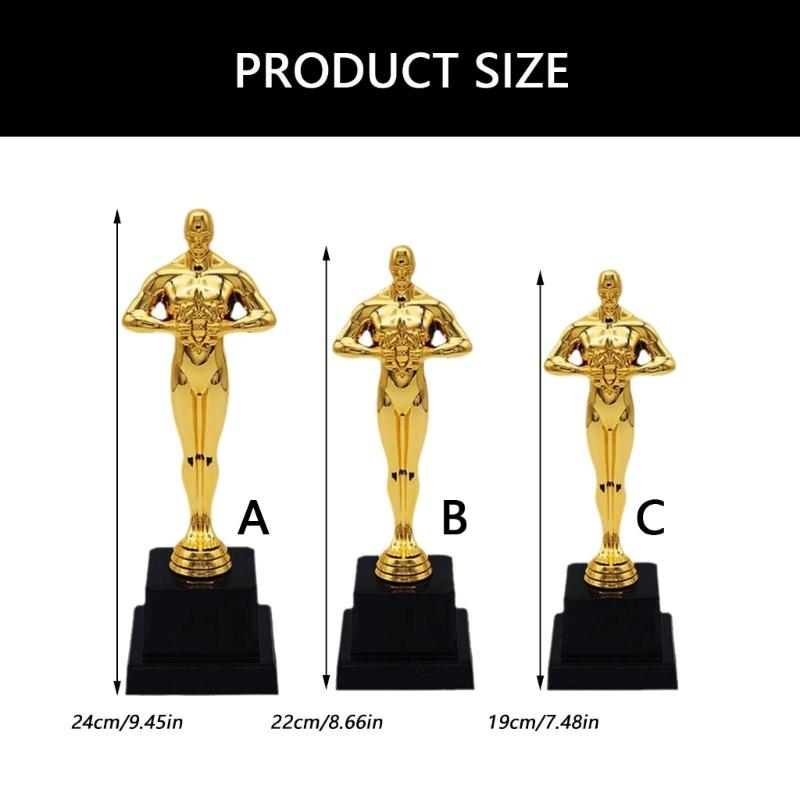 19cm/22cm/24cm Height Trophies Replicas Plastic Construction Golden Plated Award Statue For School Event And Decorations