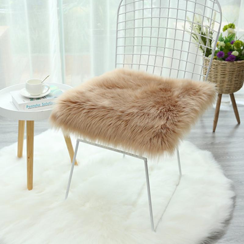 1PC Plush Washable Soft Home Fluffy Seat Pads Home Decor Faux Wool Chair Cushion Office