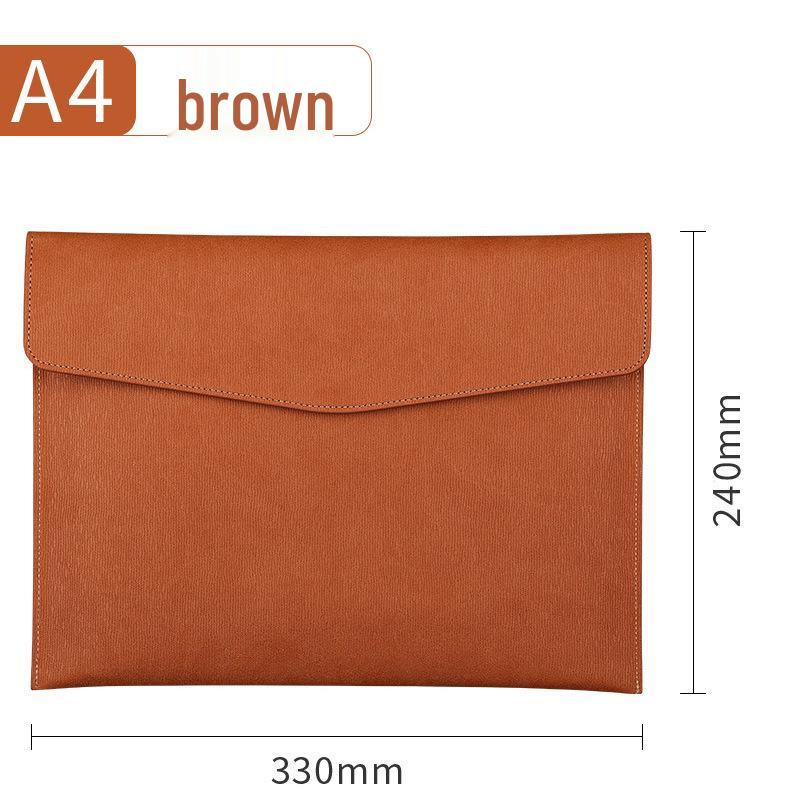A4 Leather Korean Style Large Capacity Magnetic Snap File Folder