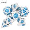 7 Pcs White BlueTree Stump Root Metal Dice Solid Metal Polyhedral Dice Set Suitable for Role-Playing RPG  Board Game Card Game