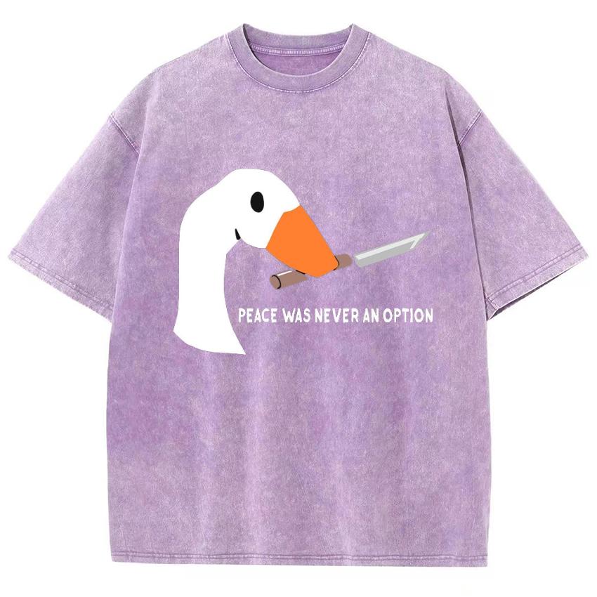 Cute Cartoon Goose Print Women T-Shirt Washed Denim Comfortable Short Sleeve Couple Oversized Y2K Top Affordable