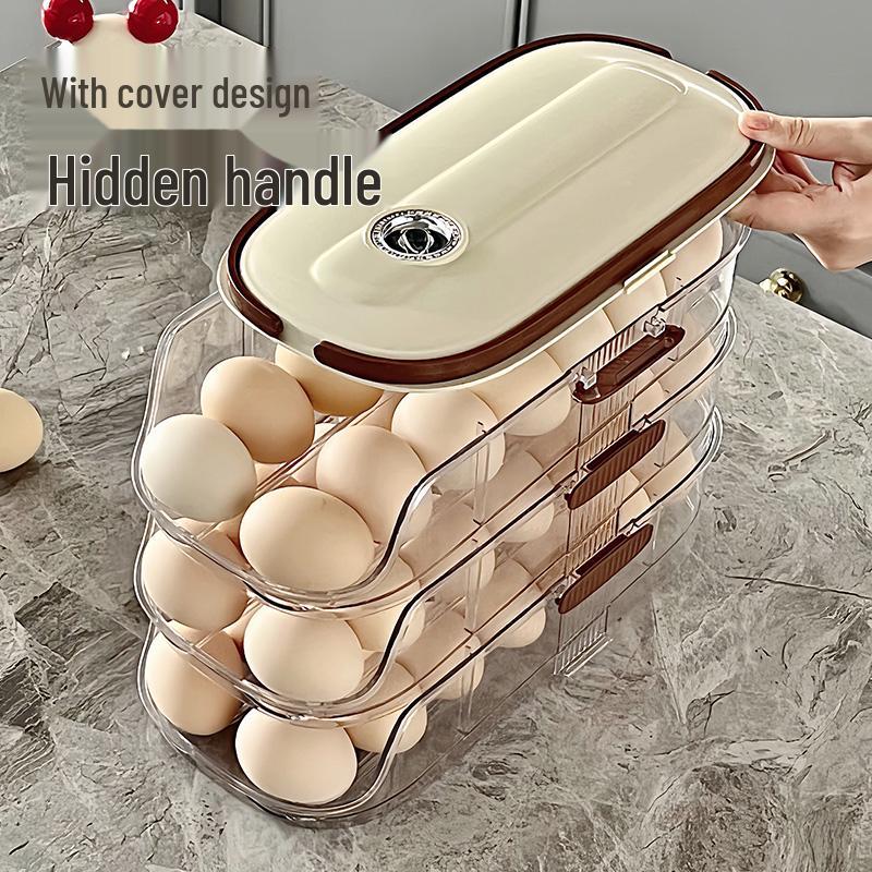 Multi-Layer Slanted Rolling Egg Storage Rack for Refrigerator Door
