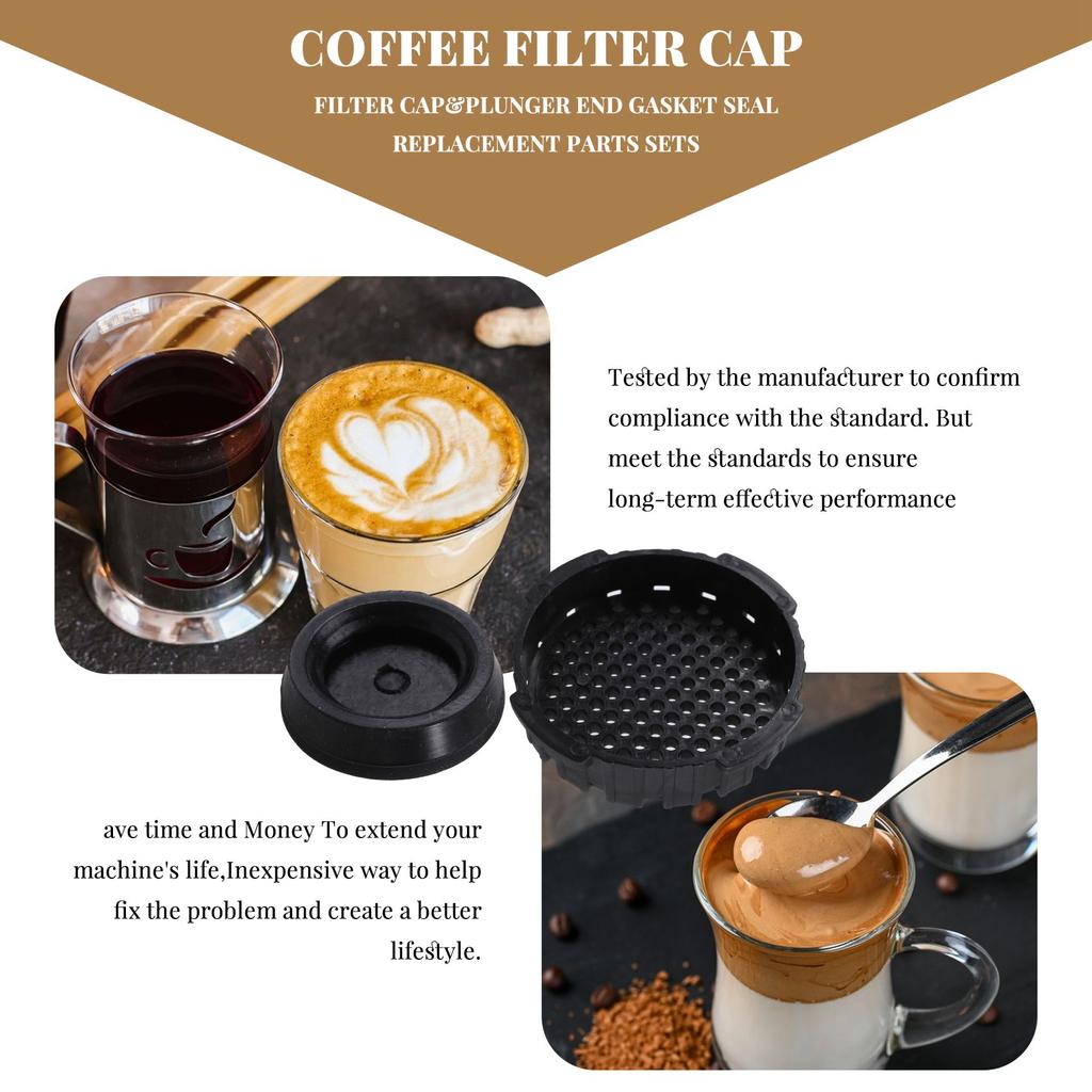Coffee Filter Paper Cap & Plunger End Gasket Seal Replacement Parts Sets Fit for Aeropress Coffee and Espresso Maker