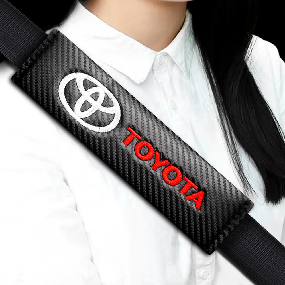 BBcu3 Auto Sticker For Toyota Camry Car Seat Belt Cover Carbon Fiber Leather Shoulder Protection Cover Corolla E150 Rav4 Mark 2 Reiz