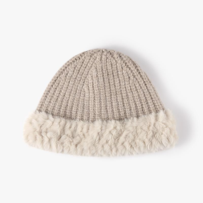 Winter Outdoor Leisure Warm Thickened Knitted Bucket Hat Women's Fashion Dome Show Face Small Wool Hat Cold