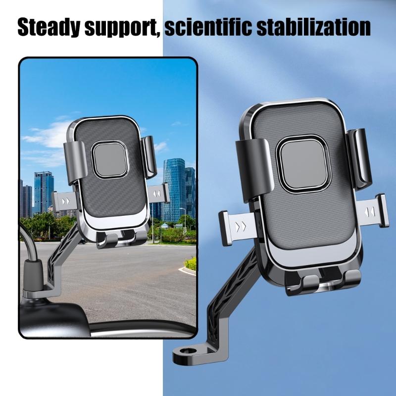 Motorcycle Handlebar/Rearview Mirror Mount Phone Holder Scooter Bike Phone Cradles 360 Degree Rotating Shockproof Stand