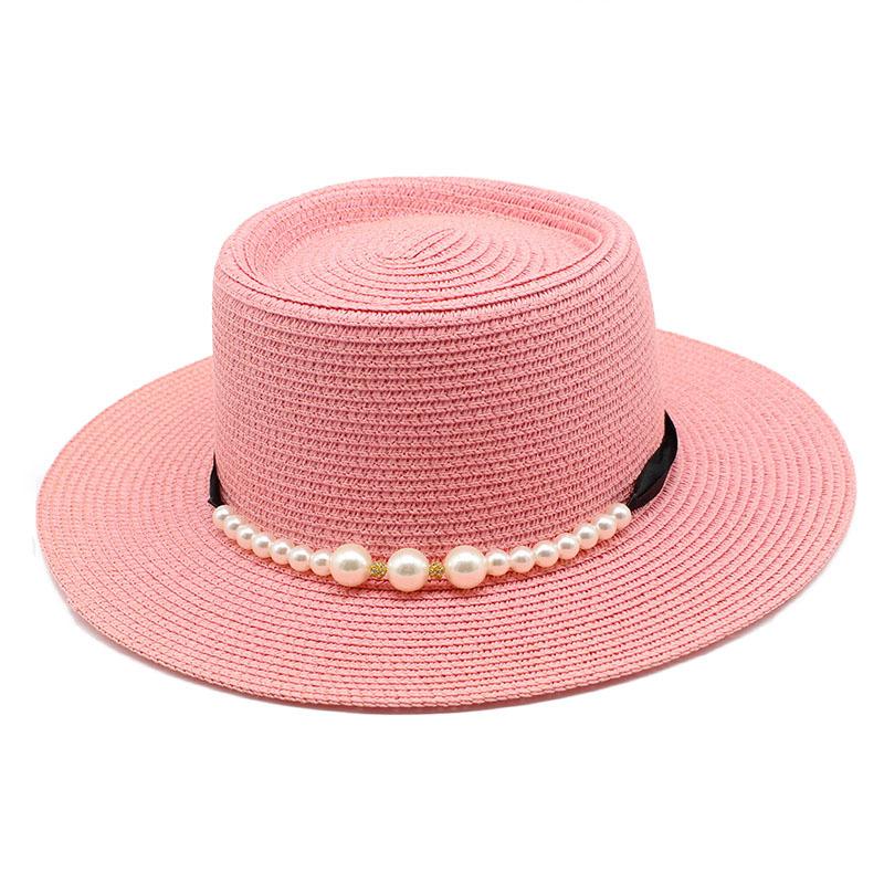 Straw Hat Women'S Summer Concave Top Top Hat Seaside Vacation Pearl Beach Hat Internet Celebrity Straw Hat Sun Hat
