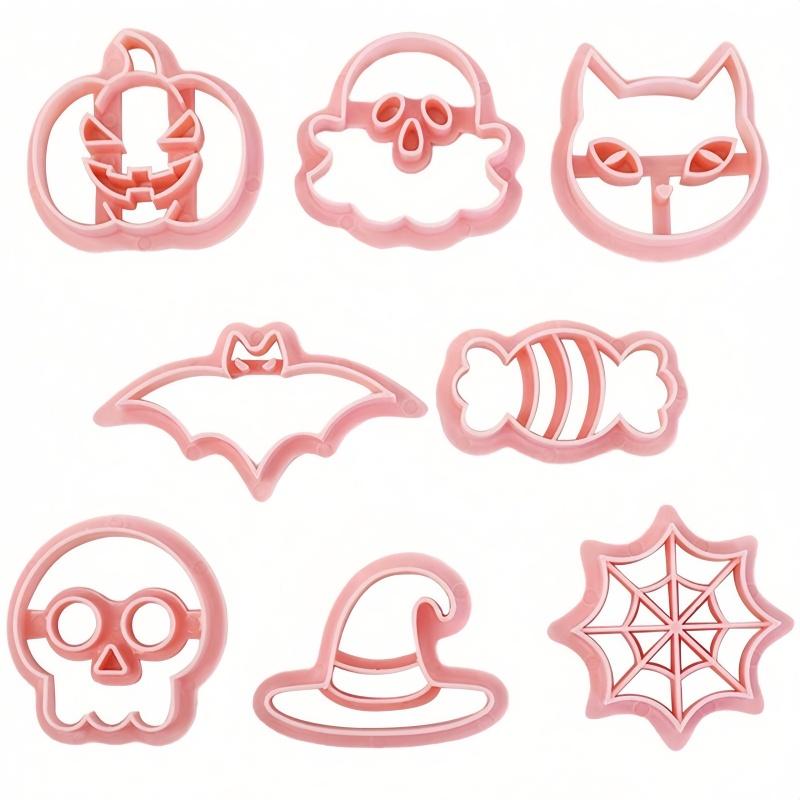 8PCS Halloween cookie molds, food grade DIY pumpkin ghost skull, bat cart, mesh cookie manufacturer, mold kit