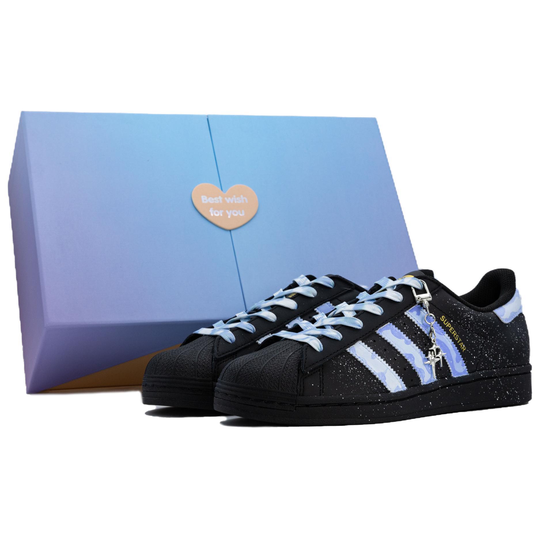 

Adidas Originals SUPERSTAR Dark Blue Starlight Box Slip Resistant Height Increasing Abrasion Resistant Low top EG4959(Team335- ) 45⅓