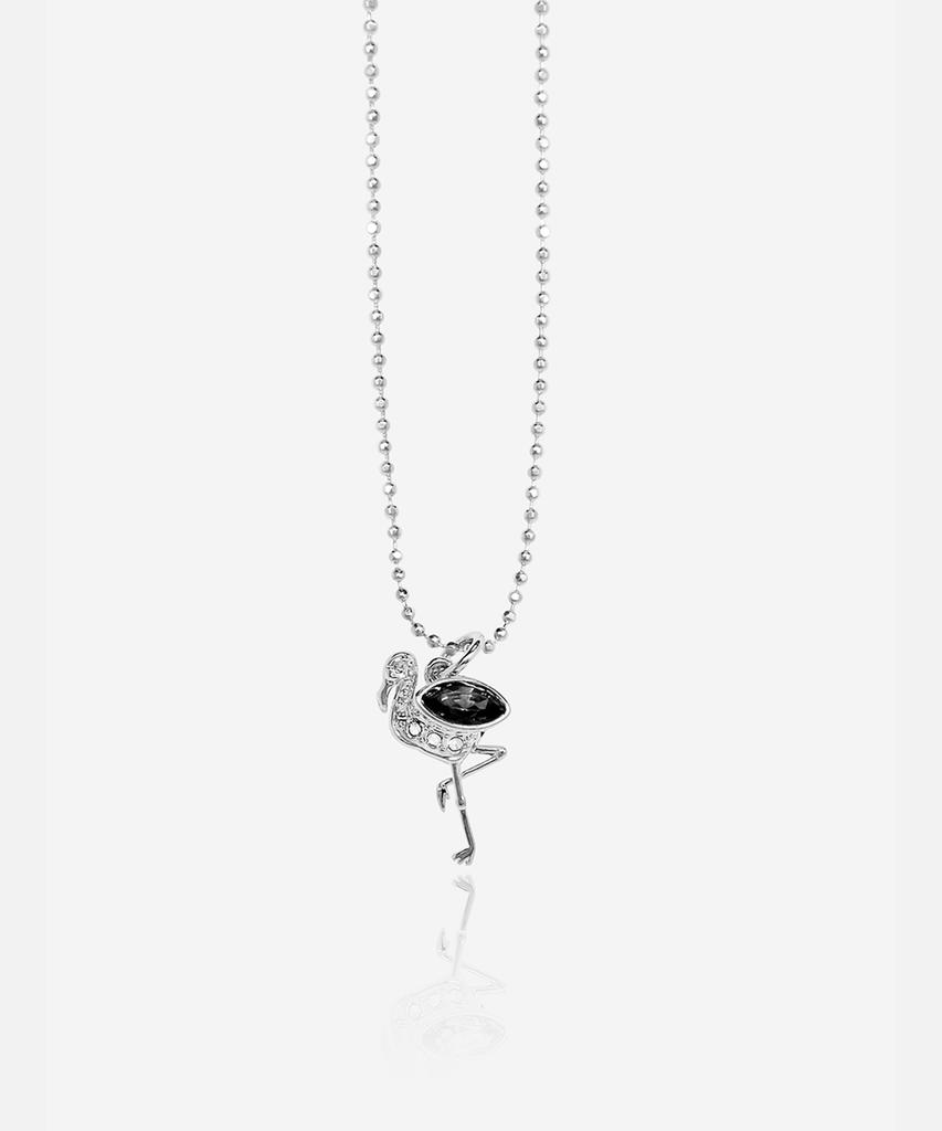 Sundaydiscoclub Honette Flamingo Pendant Necklace Silver