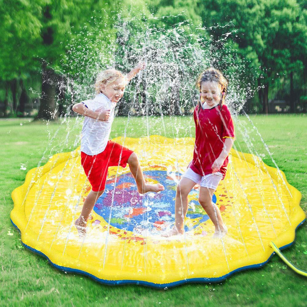 Sprinkler Splash Pad, 68inch Water Splash Play Mat Toddler Water Toys Outdoor Fountain Play Mat for Boy Girl Kids Outdoor Party