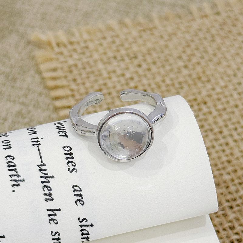 Heller Mond und Sterne~ Mondstein Unregelmäßiger Öffnungsring Damen Nischendesign Fortgeschritten Süß und Cool Stapeln Tragen Zeigefingerring