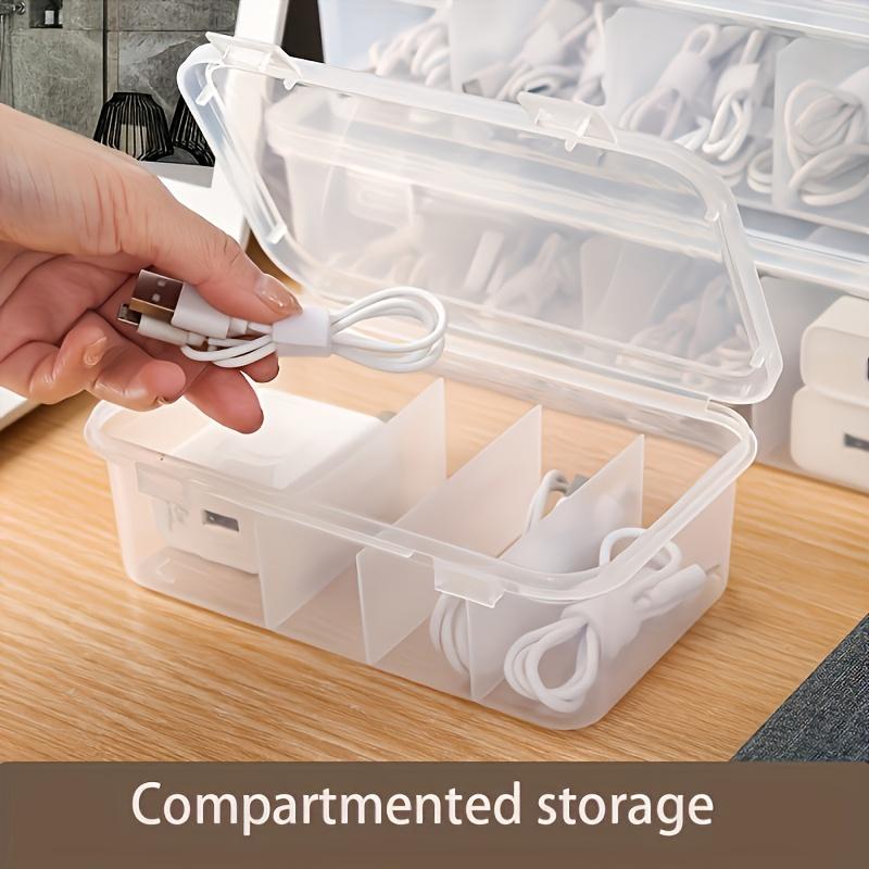 Multipurpose Organizer for Cables,Earphones & Office Supplies, Durable Rectangular Desk Organizer with Flip-Top Closure for Home