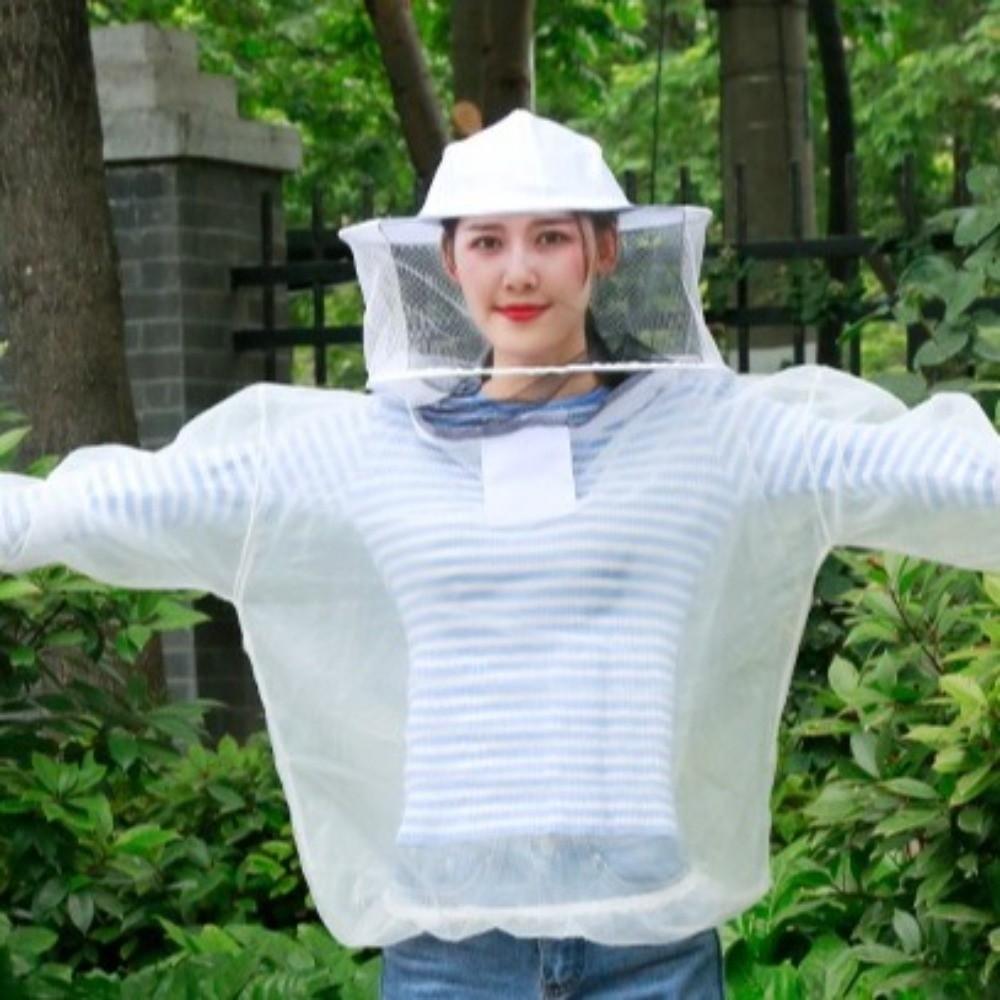 Combinaison d'apiculture respirante Blouse en maille Partie supérieure du corps Veste d'apiculteur Résistante à l'usure Voile à capuche Vêtements d'apiculteur Apiculture