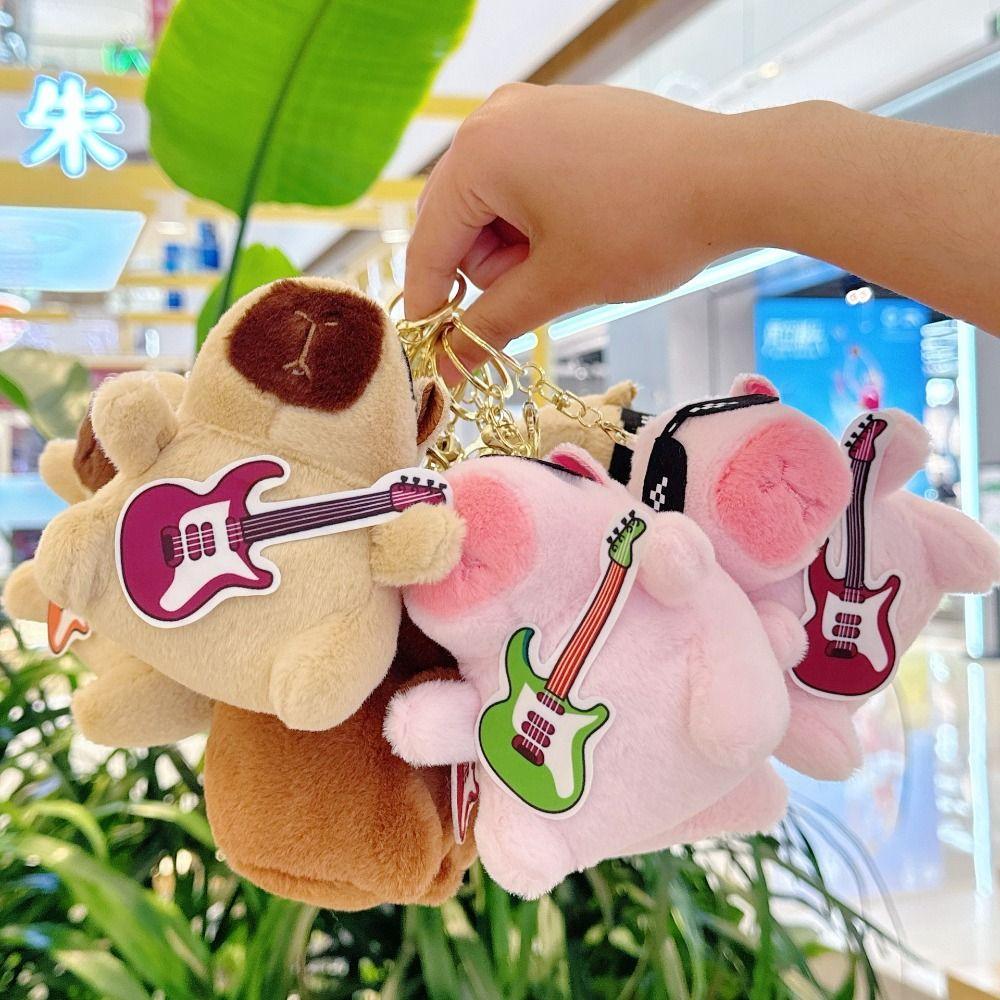 

Брелок для ключей, плюшевый брелок в виде капибары, креативный рок-капибара, плюшевая кукла, декор для рюкзака