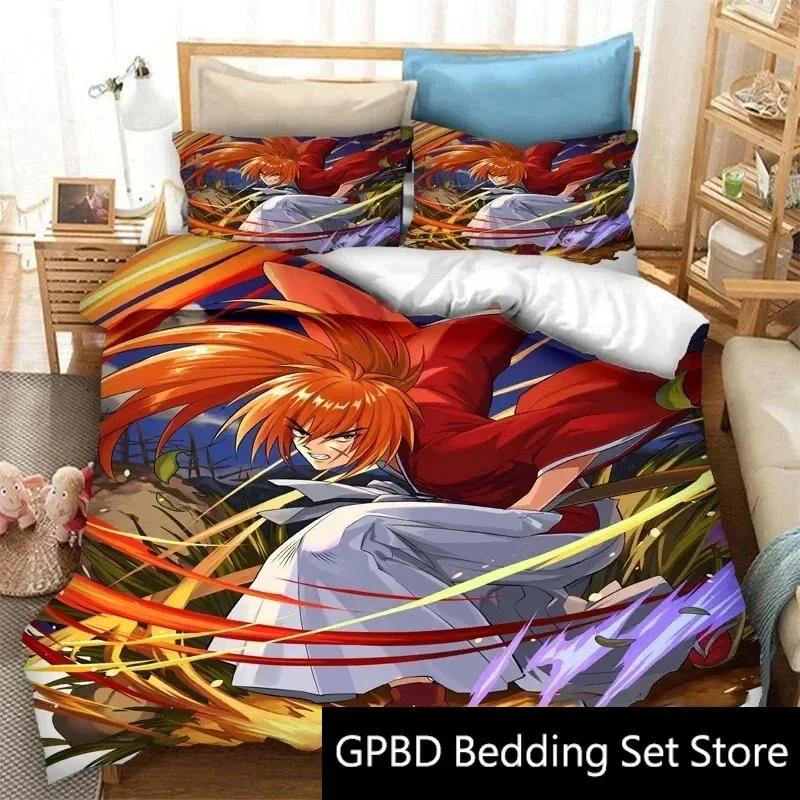 

3D Print Anime Rurouni Kenshin Bedding Set Double Twin King Duvet Cover Comforter Pillowcase Boys Girls Adults Bedroom 70x133cm