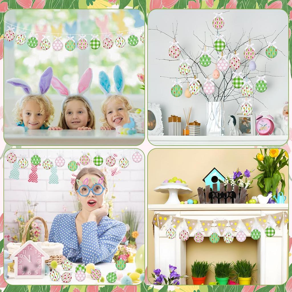 16 PCS Spring Hanging Ball Ornaments Spring Tulip Hanging Decorations for Mini Tree Spring Flower Ball Ornaments Floral Hanging Tree Decor for Spring