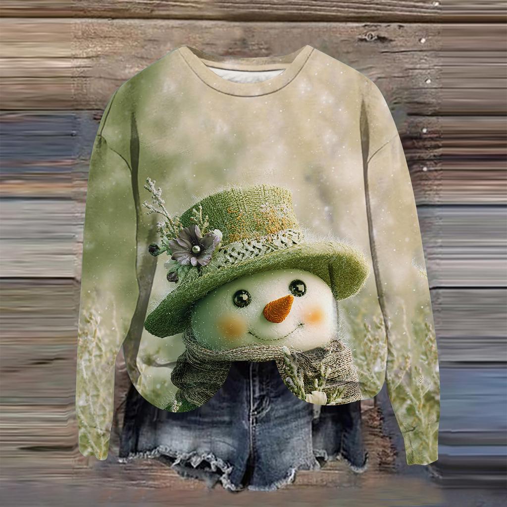 Women's Fashion Printed Long Sleeve Loose Round Neck Sweatshirt Top Fall