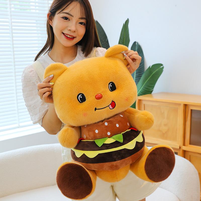 Cute Bear Doll Burger Clothes Hug Bear Doll Plush Toy Birthday Doll Gift For Girls And Children
