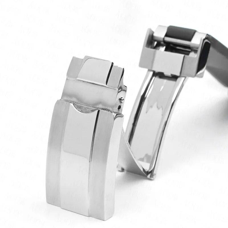 Rubber Watch Band Fit for Omega X Swatch Moonswatch 20mm Stainless Steel Folding Buckle Men Women Curved Replace Strap for Rolex