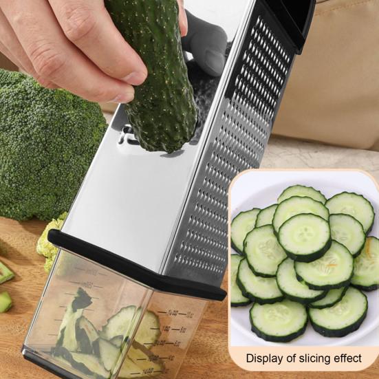 Cheese Grater with Container 4 Sided Stainless Steel Graters for Kitchen Professional Box Grater for Parmesan Vegetables