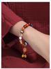 Buddhist Eighteen Bead Hand String with Blessing Tag and Vajra Pestle, Incense Ash Glaze Finish
