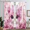 2pcs   Minimalist Curtains 2D Print Cute Pink Kitten Machine Washable (without Rod) Art Deco Festive Perfect for Living Room