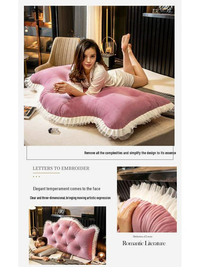 Princess Backrest Cushion: Soft Crystal Velvet, Removable & Washable Pillow for Tatami Bed