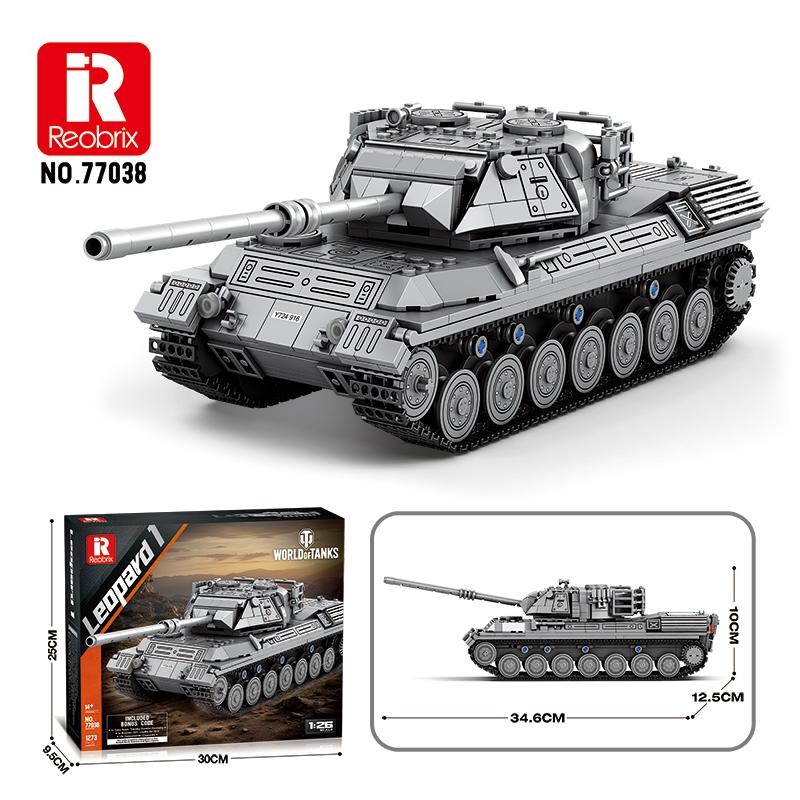 1273PCS World of Tanks Leopard 1 Main Battle Tank Building Blocks Cold War Classic Tank Military Model Toy Gift For Adult Gamers